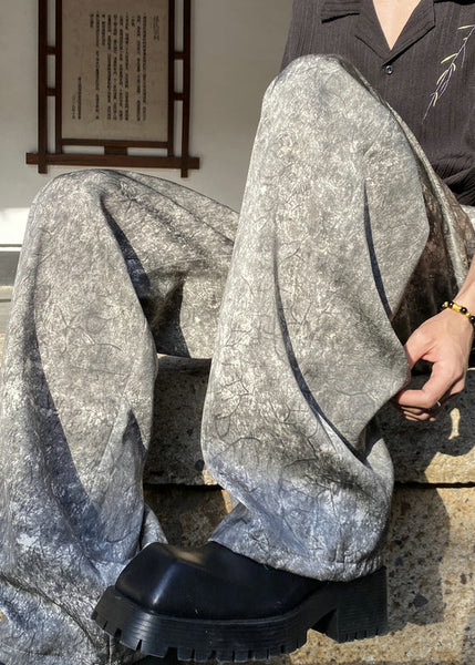 Boutique Green Pockets Print Ice Silk Mens Pants Summer YT047 Men-Silk-MENP240721