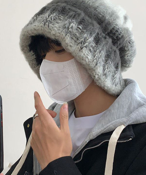 Bonnet Bonnie en maille grise chaude et confortable pour homme TK033