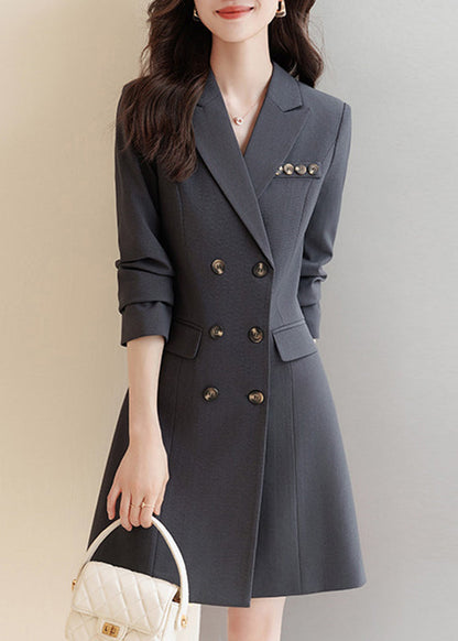 Boutique Grey Double Breast Silm Fit Coat Dresses Spring YJ060 ABC