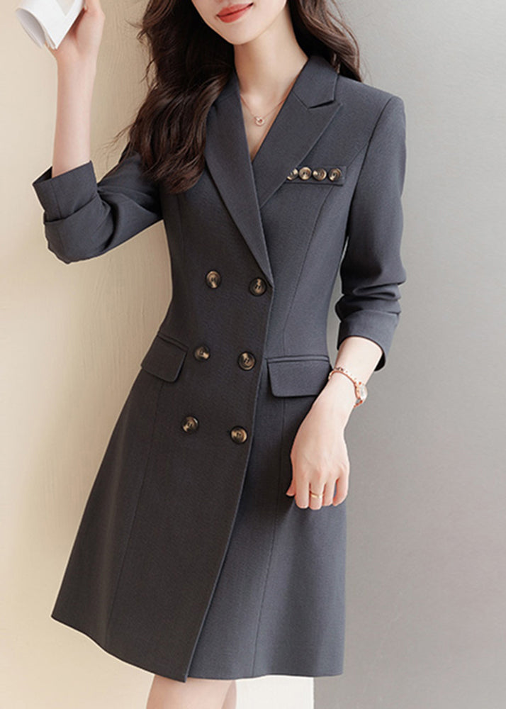 Boutique Grey Double Breast Silm Fit Coat Dresses Spring YJ060 ABC