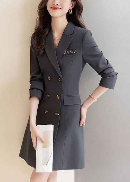 Boutique Grey Double Breast Silm Fit Coat Dresses Spring YJ060 ABC