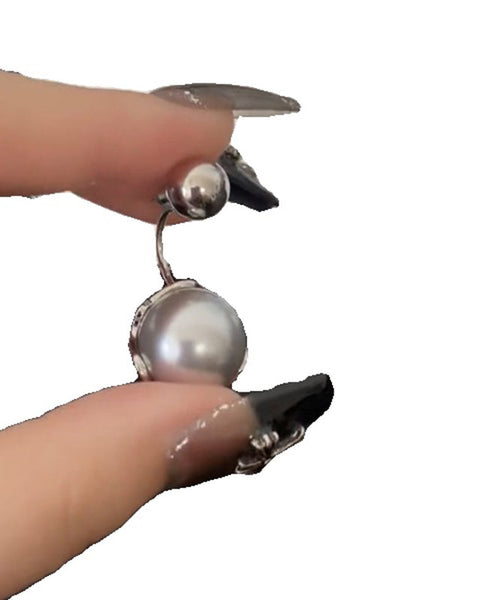 Boutique Grey Sterling Silver Pearl Hoop Earrings YX016 ABC