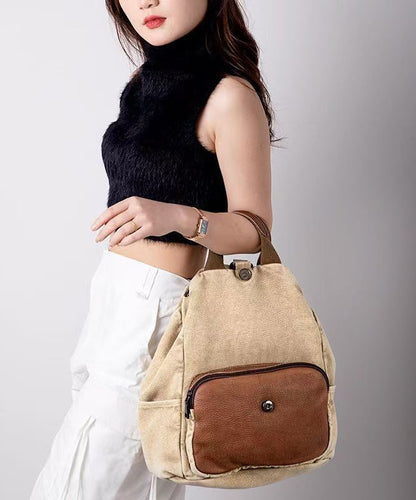Boutique Grey Versatile Calf Leather Patchwork Canvas Backpack Messenger Bag MM050 Bag-BGS240620