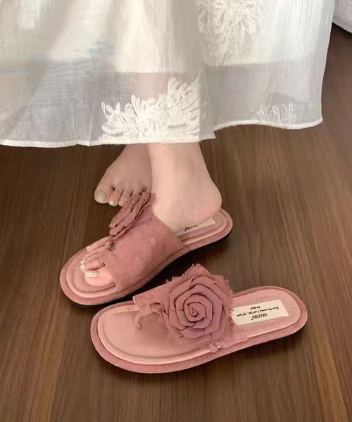 Boutique Khaki Floral Splicing Suede Flip Flops AP1036 shoe-LT240905