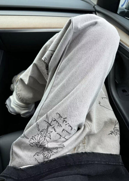 Boutique Light Grey Pockets Print Men Jeans Summer SA017 Men-casual-MENP240726