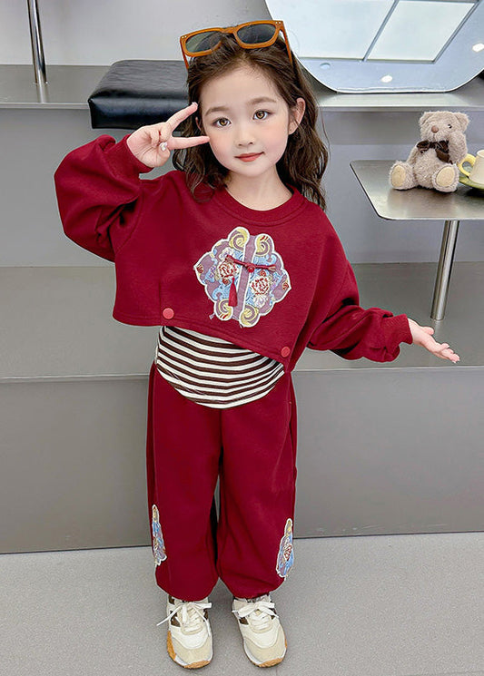 Boutique Mulberry O-Neck Print Girls Sweatshirt And Pants Two Piece Set Spring TR020 ABC