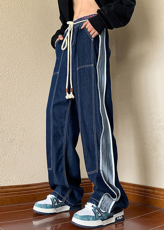 Denim Apparel Men Pants Boutique Oversized Patchwork Spring Navy FashionChic