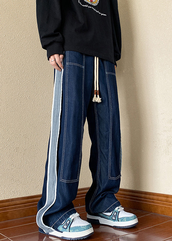 Denim Apparel Men Pants Boutique Oversized Patchwork Spring Navy FashionChic