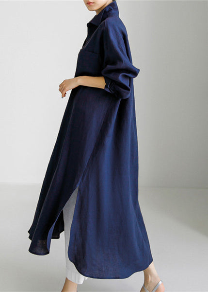 Boutique Navy Peter Pan Collar Cotton Shirts Dresses Spring TH032