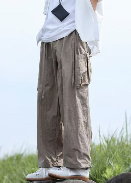 Lace Summer Up Pockets Cotton Men Pants Solid Boutique Navy FashionChic