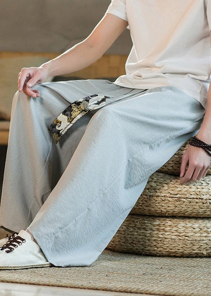 Boutique Navy Pockets Ribbon Patchwork Cotton Mens Pants Summer SA062 Men-casual-MENCP240726