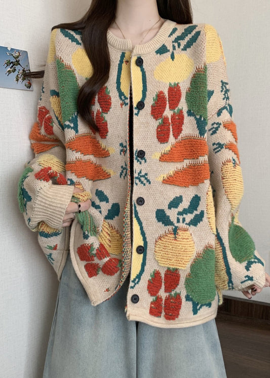 Boutique O Neck Embroidered Jacquard Knit Loose Cardigans Winter RG021 ABC