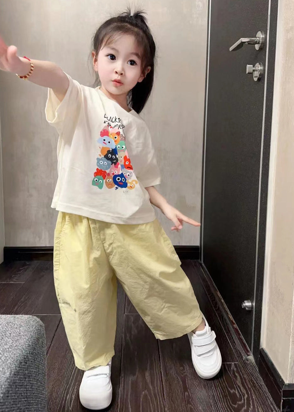 Boutique O-Neck Kids Top And Pants Two Pieces Set Summer YU1084 WS-RCTZ-TPGIEC240529