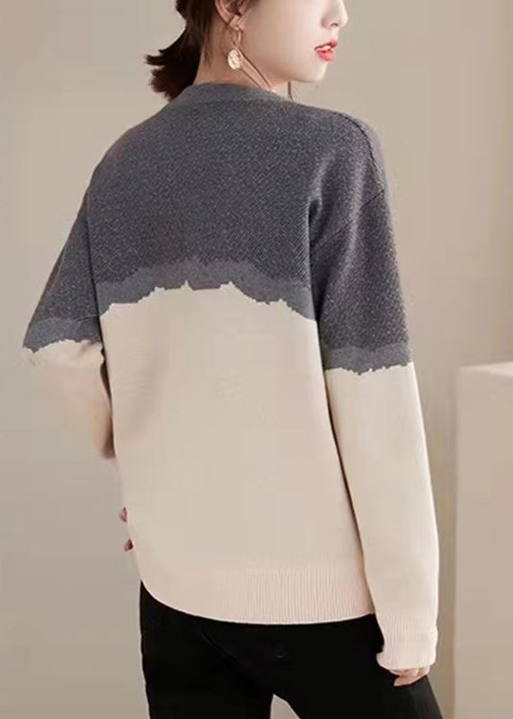 Boutique Photo Color O-Neck Print Cotton Knit Sweaters Fall QT046 OL-NTP241001