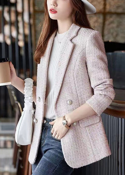 Boutique Pink Notched Woolen Coat Outwear Spring YJ040 ABC