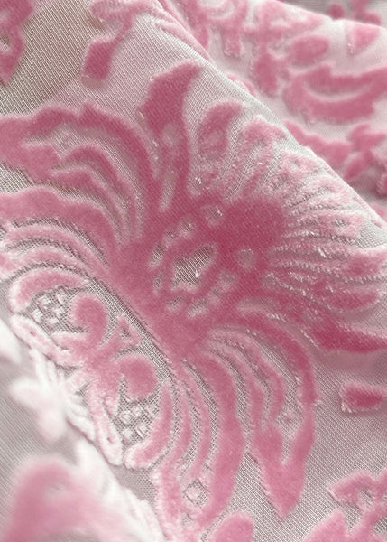 Boutique Pink O Neck Jacquard Silk Velour Blouse Top Spring WW1013 Ada Fashion