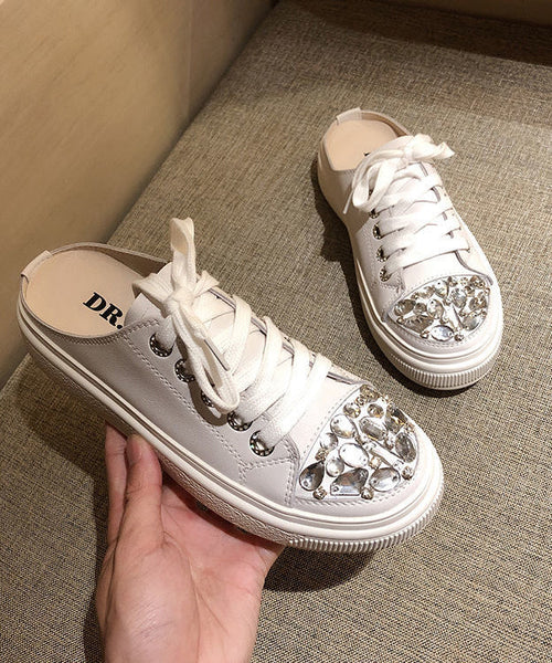 Boutique Slide Up Pink Sandals Splicing Platform Lace Zircon FashionChic