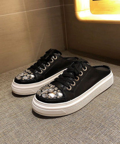 Up Splicing Zircon Sandals Platform Lace Boutique Pink Slide FashionChic