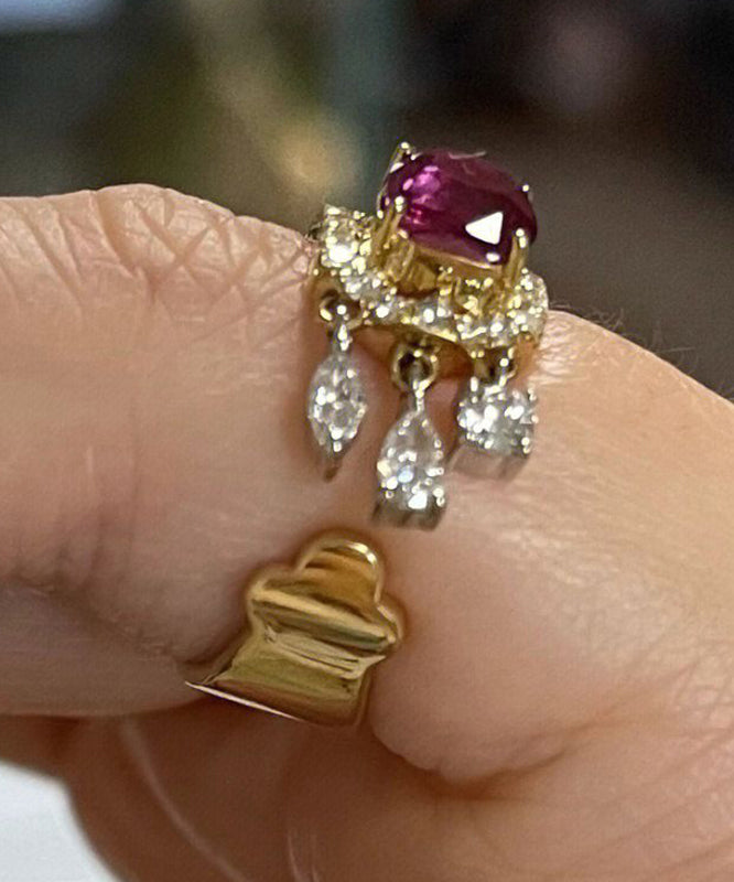 Boutique Purple Alloy Zircon Gem Stone Tassel Rings QJ028 JEW-RIN241021