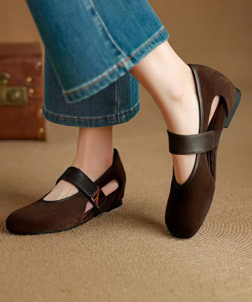 Boutique Purple Hollow Out Buckle Strap Splicing Wedge Shoes YC013 ABC