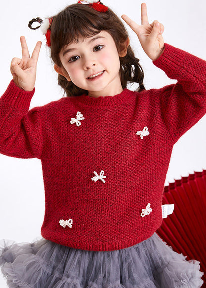 Boutique Red Bow Cotton Knit Girls Sweaters Winter WL038 MM-RCTZ-NTGP241120