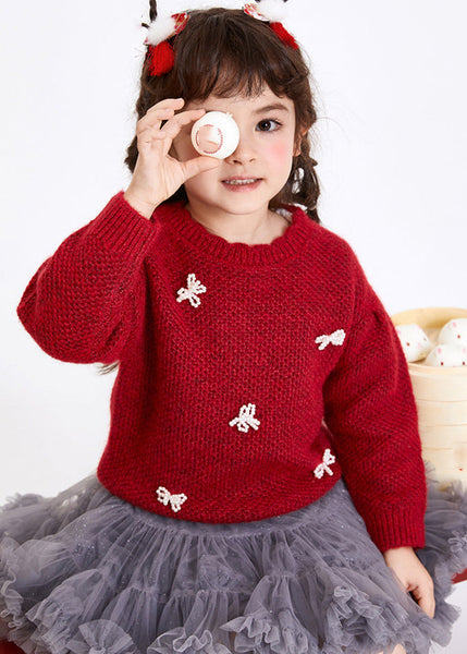 Boutique Red Bow Cotton Knit Girls Sweaters Winter WL038 MM-RCTZ-NTGP241120