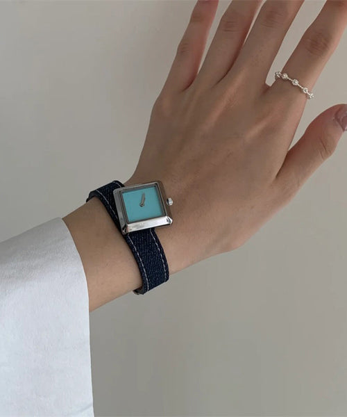 Fabric Waterproof Quartz Boutique Denim Movement Red Watches FashionChic