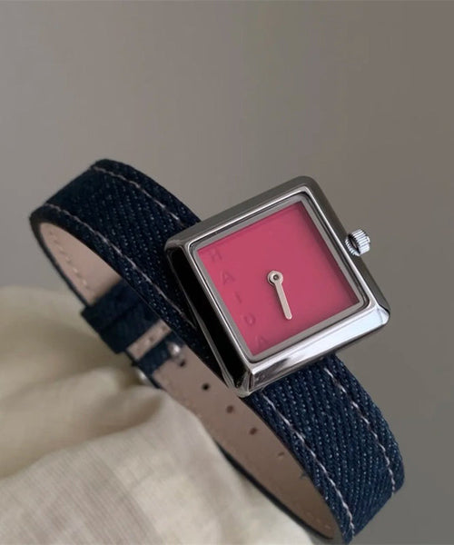 Fabric Waterproof Quartz Boutique Denim Movement Red Watches FashionChic