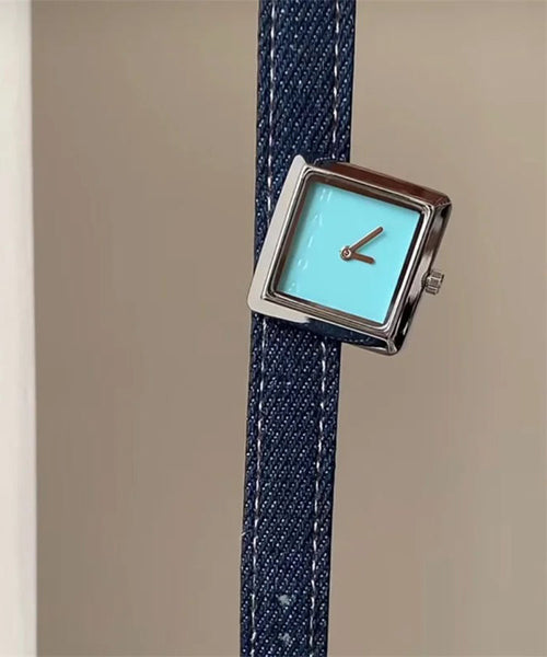 Fabric Waterproof Quartz Boutique Denim Movement Red Watches FashionChic