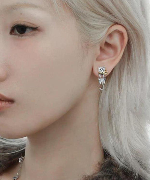 Drop Boutique Overgild Silk Earrings Copper Cats Little FashionChic