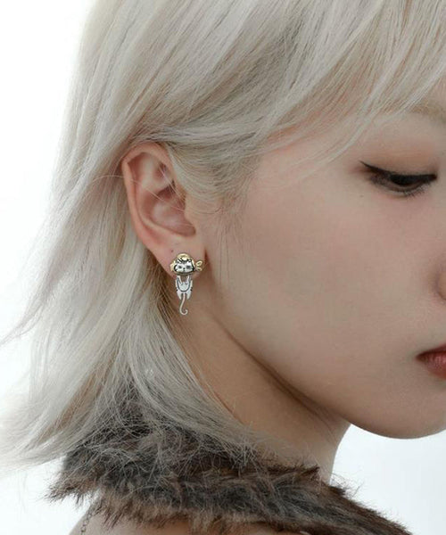 Drop Boutique Overgild Silk Earrings Copper Cats Little FashionChic