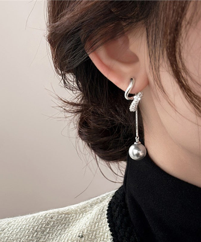 Copper Earrings Tassel Silk Drop Boutique Overgild Zircon Pearl FashionChic