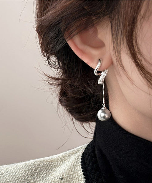 Copper Earrings Tassel Silk Drop Boutique Overgild Zircon Pearl FashionChic