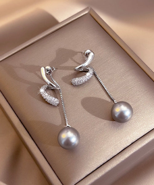 Copper Earrings Tassel Silk Drop Boutique Overgild Zircon Pearl FashionChic