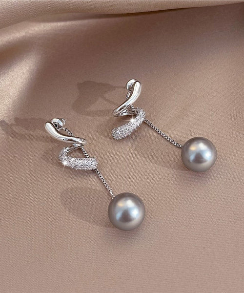 Copper Earrings Tassel Silk Drop Boutique Overgild Zircon Pearl FashionChic