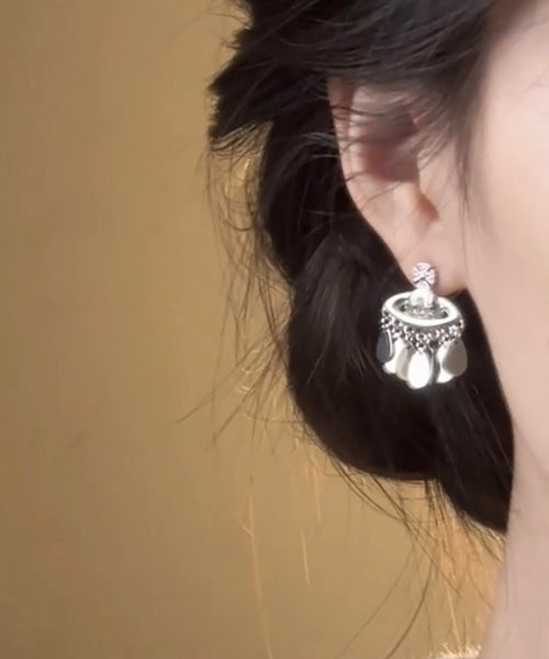 Silk Boutique Overgild Zircon Saturn Copper Tassel Sequins Drop FashionChic