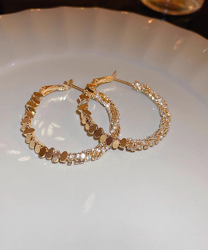 Boutique Silk Copper Zircon Small Bits Of Silver Hoop Earrings ZZ038 JEW-EAR240613