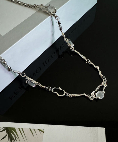 Boutique Cat Stone Silk Asymmetrical Pendant Eye Steel Stainless FashionChic