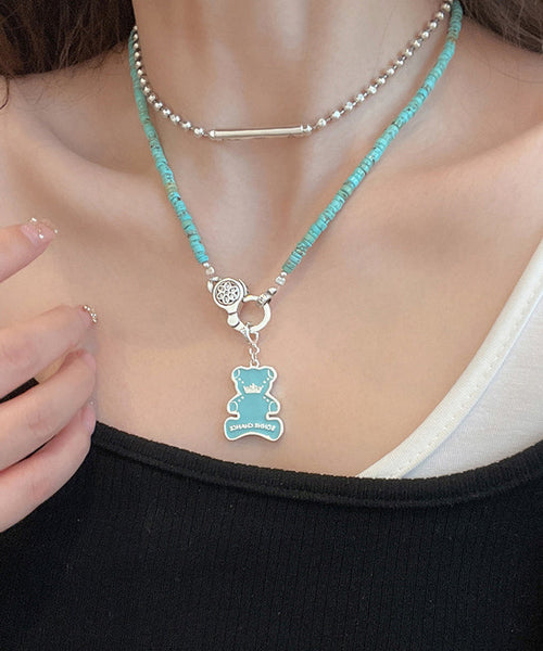 Cherry Boutique Stainless Steel Blossoms Silk Beading Turquoise FashionChic