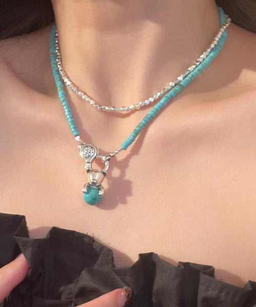 Cherry Boutique Stainless Steel Blossoms Silk Beading Turquoise FashionChic