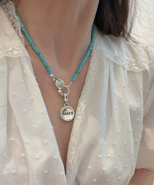 Cherry Boutique Stainless Steel Blossoms Silk Beading Turquoise FashionChic