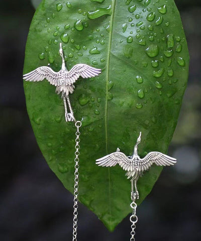 Boutique Silk Sterling Silver Crane Brooches DF1005 Ada Fashion