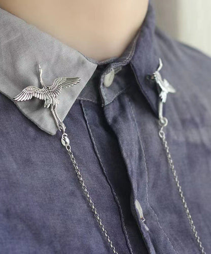 Boutique Silk Sterling Silver Crane Brooches DF1005 Ada Fashion