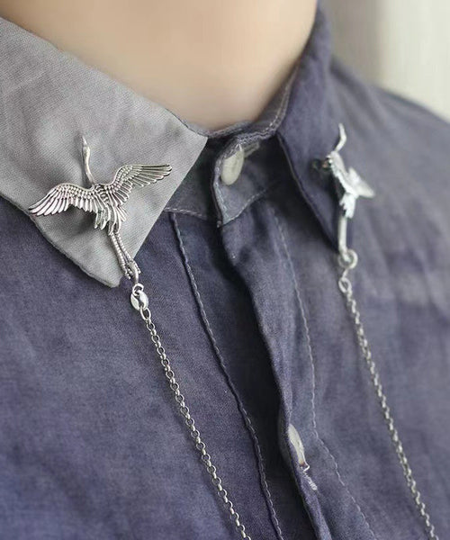 Boutique Silk Sterling Silver Crane Brooches DF1005 Ada Fashion