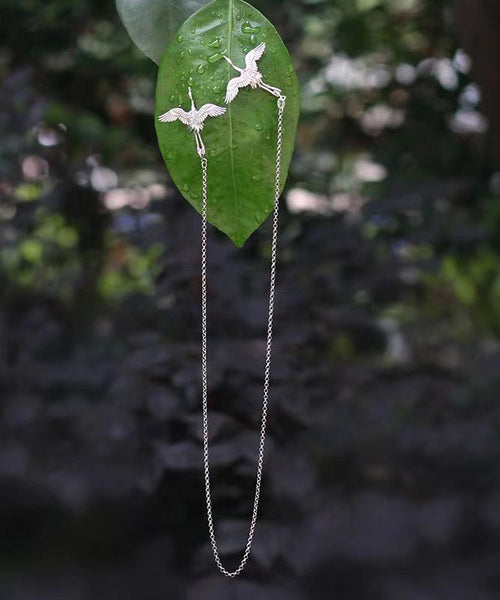 Boutique Silk Sterling Silver Crane Brooches DF1005 Ada Fashion