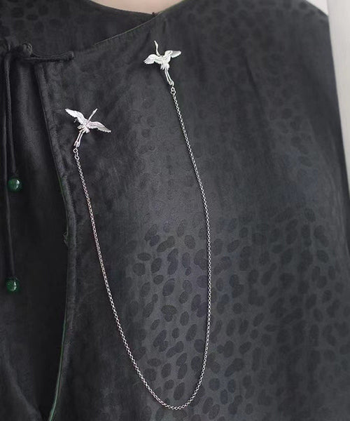 Boutique Silk Sterling Silver Crane Brooches DF1005 Ada Fashion