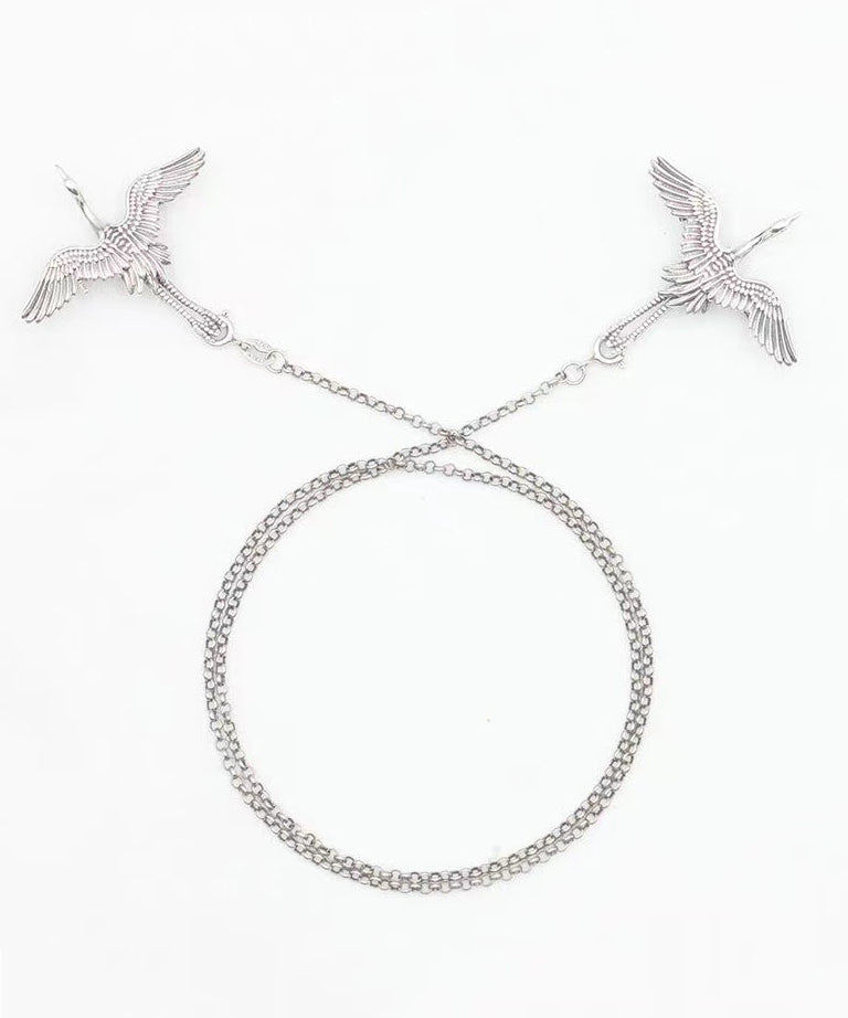 Boutique Silk Sterling Silver Crane Brooches DF1005 Ada Fashion