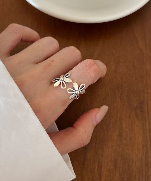 Boutique Silk Sterling Silver Floral Rings KX1015 Ada Fashion