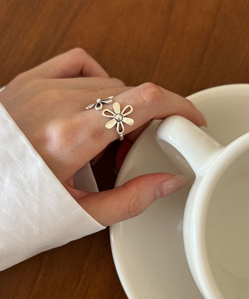 Boutique Silk Sterling Silver Floral Rings KX1015 Ada Fashion