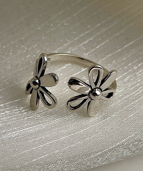 Boutique Silk Sterling Silver Floral Rings KX1015 Ada Fashion